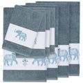 Authentic Hotel And Spa Turkish Cotton Elephants Embroidered Teal Blue 8 Piece Towel Set