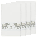 Authentic Hotel And Spa Turkish Cotton Elephants Embroidered White 4 Piece Bath Towel Set