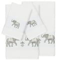 Authentic Hotel And Spa Turkish Cotton Elephants Embroidered White 4 Piece Towel Set