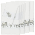 Authentic Hotel And Spa Turkish Cotton Elephants Embroidered White 8 Piece Towel Set