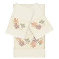 Authentic Hotel And Spa Turkish Cotton Floral Vine Embroidered Cream 3 Piece Towel Set