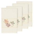 Authentic Hotel And Spa Turkish Cotton Floral Vine Embroidered Cream 4 Piece Hand Towel Set