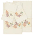 Authentic Hotel And Spa Turkish Cotton Floral Vine Embroidered Cream 4 Piece Towel Set