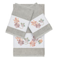 Authentic Hotel And Spa Turkish Cotton Floral Vine Embroidered Light Grey 3 Piece Towel Set