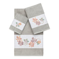Authentic Hotel And Spa Turkish Cotton Floral Vine Embroidered Light Grey 3 Piece Towel Set