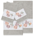 Authentic Hotel And Spa Turkish Cotton Floral Vine Embroidered Light Grey 4 Piece Towel Set