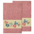 Authentic Hotel And Spa Turkish Cotton Floral Vine Embroidered Tea Rose 2 Piece Bath Towel Set