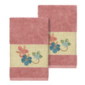 Authentic Hotel And Spa Turkish Cotton Floral Vine Embroidered Tea Rose 2 Piece Towel Hand Set