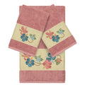 Authentic Hotel And Spa Turkish Cotton Floral Vine Embroidered Tea Rose 3 Piece Towel Set
