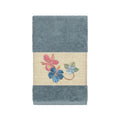 Authentic Hotel And Spa Turkish Cotton Floral Vine Embroidered Teal Blue Hand Towel