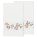 Authentic Hotel And Spa Turkish Cotton Floral Vine Embroidered White 2 Piece Bath Towel Set