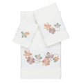 Authentic Hotel And Spa Turkish Cotton Floral Vine Embroidered White 3 Piece Towel Set