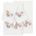 Authentic Hotel And Spa Turkish Cotton Floral Vine Embroidered White 4 Piece Towel Set