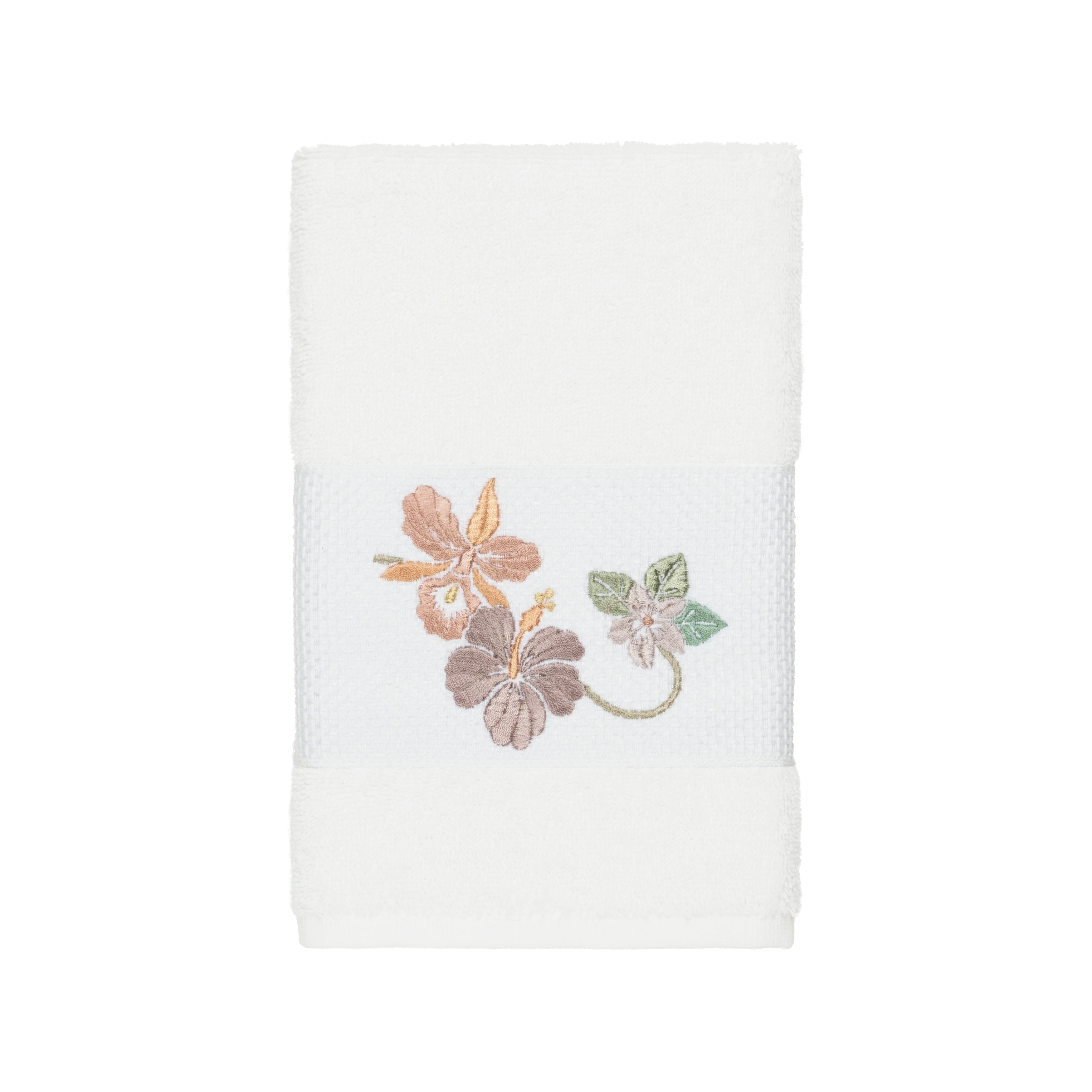 Authentic Hotel And Spa Turkish Cotton Floral Vine Embroidered White Hand Towel