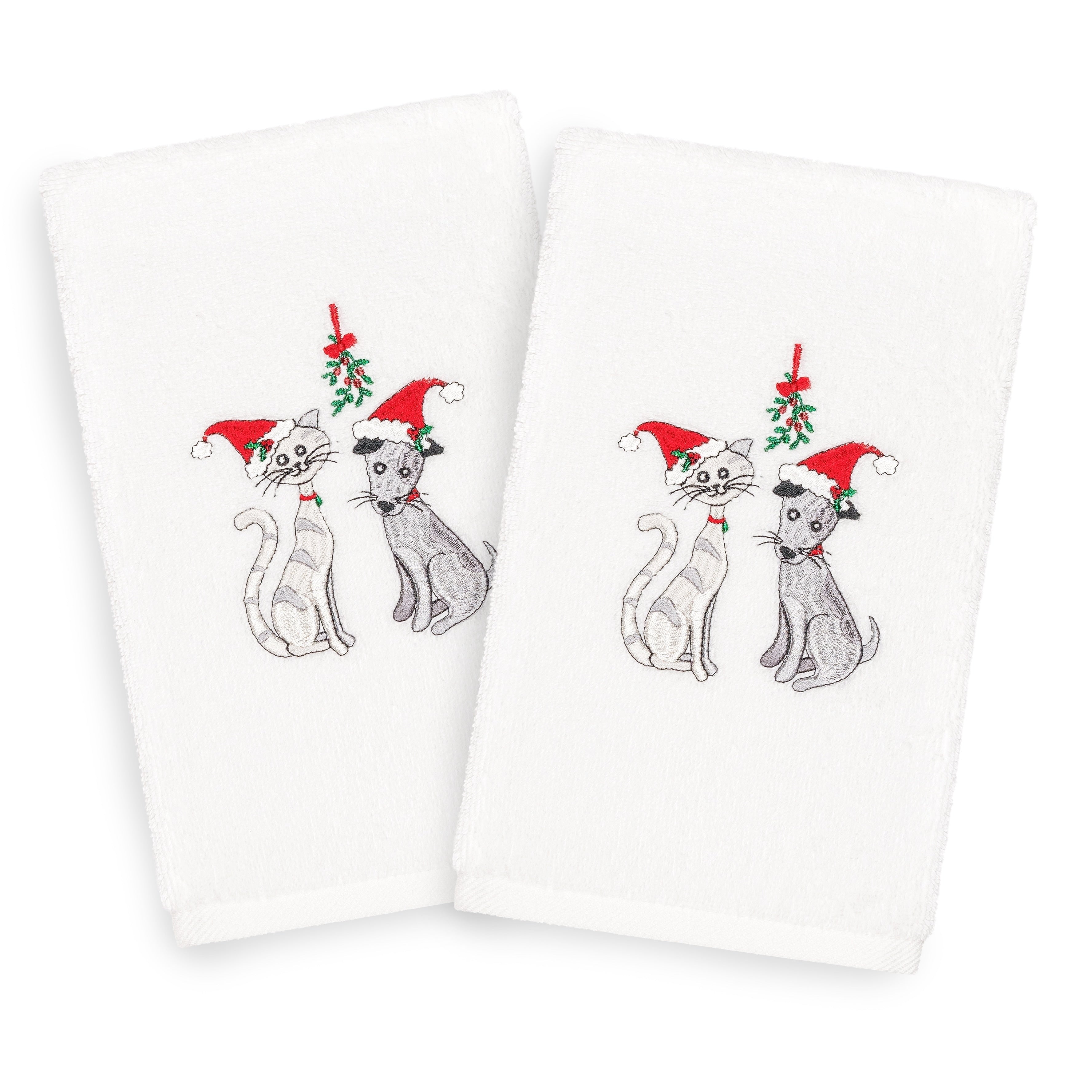 Authentic Hotel And Spa Turkish Cotton Holiday Pets White Set Of 2 Hand Towels