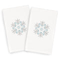 Authentic Hotel And Spa Turkish Cotton Large Snowflake White Set Of 2 Hand Towels
