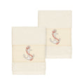 Authentic Hotel And Spa Turkish Cotton Nautical Embroidered Cream 2 Piece Washcloth Set