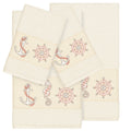 Authentic Hotel And Spa Turkish Cotton Nautical Embroidered Cream 4 Piece Towel Set