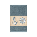 Authentic Hotel And Spa Turkish Cotton Nautical Embroidered Teal Blue Hand Towel