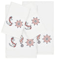 Authentic Hotel And Spa Turkish Cotton Nautical Embroidered White 4 Piece Towel Set