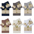 Authentic Hotel And Spa Turkish Cotton Palm Tree Embroidered 3 Piece Towel Set