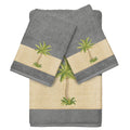 Authentic Hotel And Spa Turkish Cotton Palm Tree Embroidered Charcoal Grey 3 Piece Towel Set