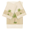 Authentic Hotel And Spa Turkish Cotton Palm Tree Embroidered Cream 3 Piece Towel Set