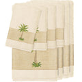 Authentic Hotel And Spa Turkish Cotton Palm Tree Embroidered Cream 8 Piece Towel Set