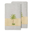 Authentic Hotel And Spa Turkish Cotton Palm Tree Embroidered Grey Bath Towels Set Of 2