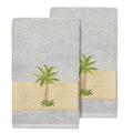 Authentic Hotel And Spa Turkish Cotton Palm Tree Embroidered Grey Hand Towels Set Of 2