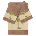 Authentic Hotel And Spa Turkish Cotton Palm Tree Embroidered Latte Brown 3 Piece Towel Set