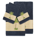 Authentic Hotel And Spa Turkish Cotton Palm Tree Embroidered Midnight Blue 4 Piece Towel Set