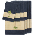 Authentic Hotel And Spa Turkish Cotton Palm Tree Embroidered Midnight Blue 8 Piece Towel Set
