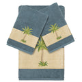 Authentic Hotel And Spa Turkish Cotton Palm Tree Embroidered Teal 3 Piece Towel Set