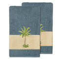 Authentic Hotel And Spa Turkish Cotton Palm Tree Embroidered Teal Bath Towels Set Of 2