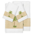 Authentic Hotel And Spa Turkish Cotton Palm Tree Embroidered White 4 Piece Towel Set