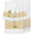 Authentic Hotel And Spa Turkish Cotton Palm Tree Embroidered White 8 Piece Towel Set