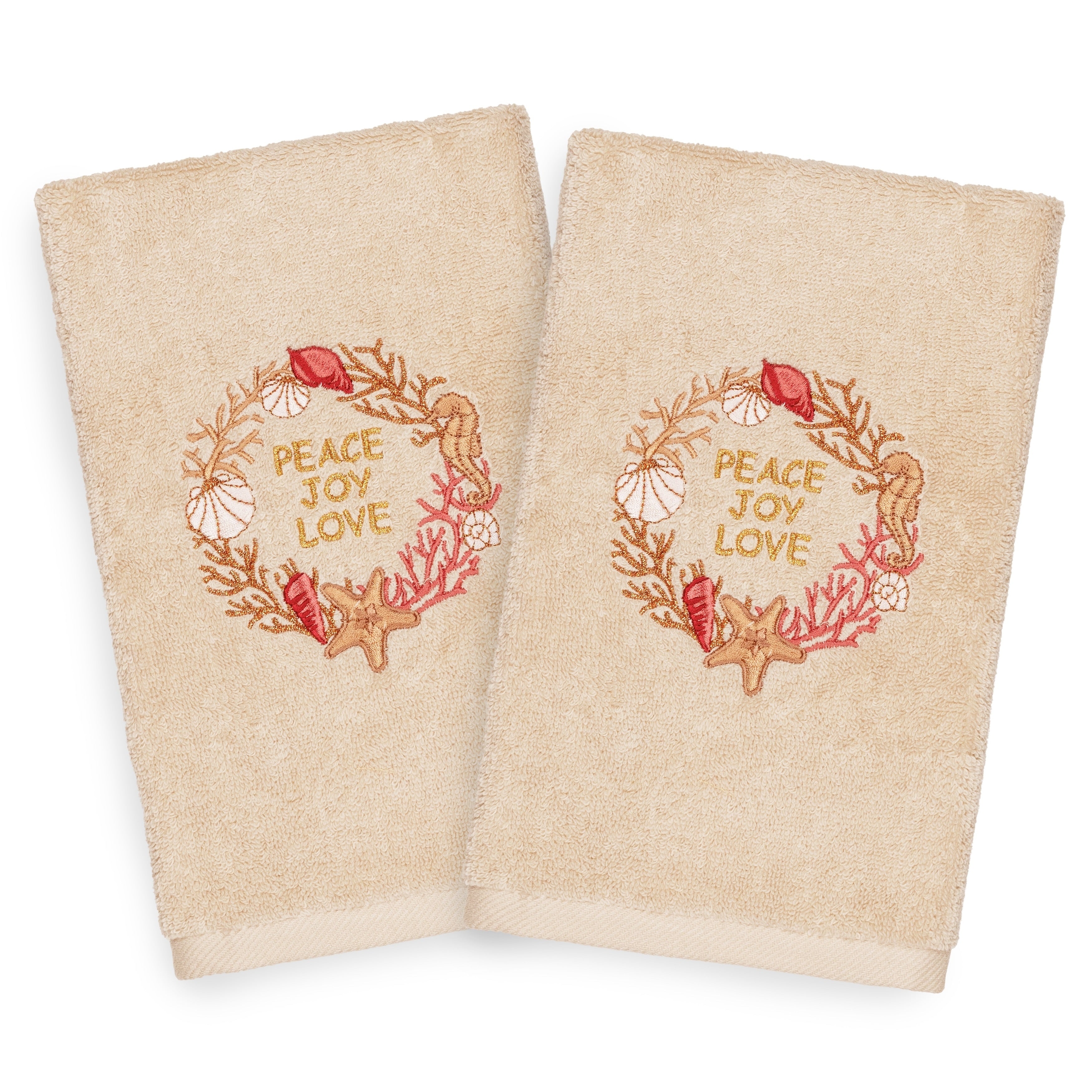 Authentic Hotel And Spa Turkish Cotton Peace Beige Set Of 2 Hand Towels
