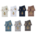 Authentic Hotel And Spa Turkish Cotton Pineapple Embroidered 3 Piece Towel Set