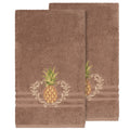 Authentic Hotel And Spa Turkish Cotton Pineapple Embroidered Latte Brown 2 Piece Bath Towel Set