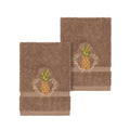 Authentic Hotel And Spa Turkish Cotton Pineapple Embroidered Latte Brown 2 Piece Washcloth Set