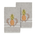 Authentic Hotel And Spa Turkish Cotton Pineapple Embroidered Light Grey 2 Piece Towel Hand Set