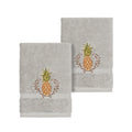 Authentic Hotel And Spa Turkish Cotton Pineapple Embroidered Light Grey 2 Piece Washcloth Set