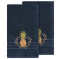 Authentic Hotel And Spa Turkish Cotton Pineapple Embroidered Midnight Blue 2 Piece Bath Towel Set