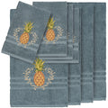 Authentic Hotel And Spa Turkish Cotton Pineapple Embroidered Teal Blue 8 Piece Towel Set