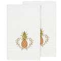 Authentic Hotel And Spa Turkish Cotton Pineapple Embroidered White 2 Piece Bath Towel Set