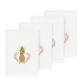 Authentic Hotel And Spa Turkish Cotton Pineapple Embroidered White 4 Piece Washcloth Set