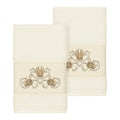 Authentic Hotel And Spa Turkish Cotton Shells Embroidered Cream 2 Piece Towel Hand Set