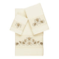 Authentic Hotel And Spa Turkish Cotton Shells Embroidered Cream 3 Piece Towel Set