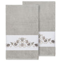 Authentic Hotel And Spa Turkish Cotton Shells Embroidered Light Grey 2 Piece Bath Towel Set